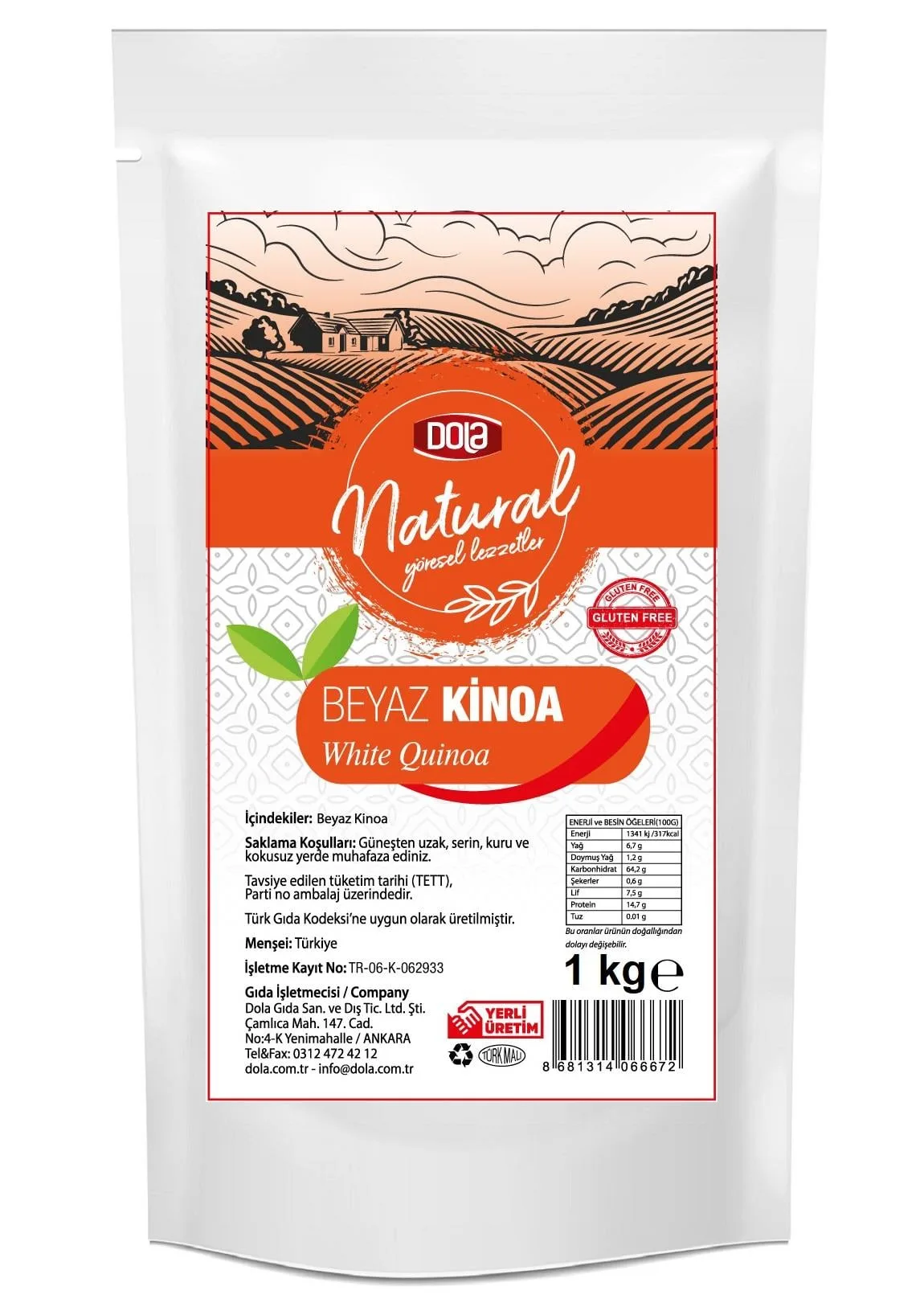 Dola Beyaz Kinoa Glutensiz Natural 1 kg