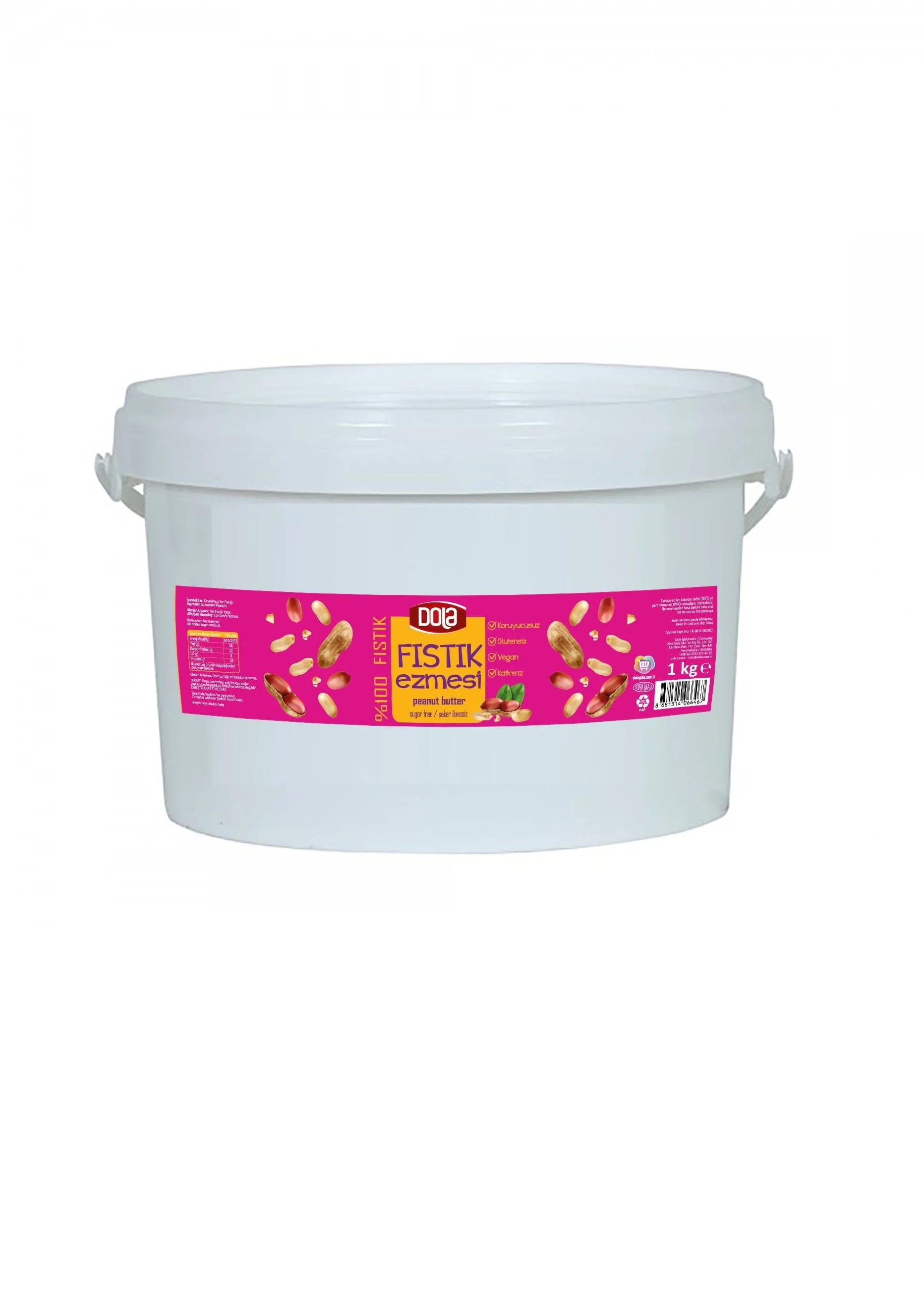 Dola Fıstık Ezmesi 1 Kg Glutensiz, Şeker İlavesiz ''Kv''
