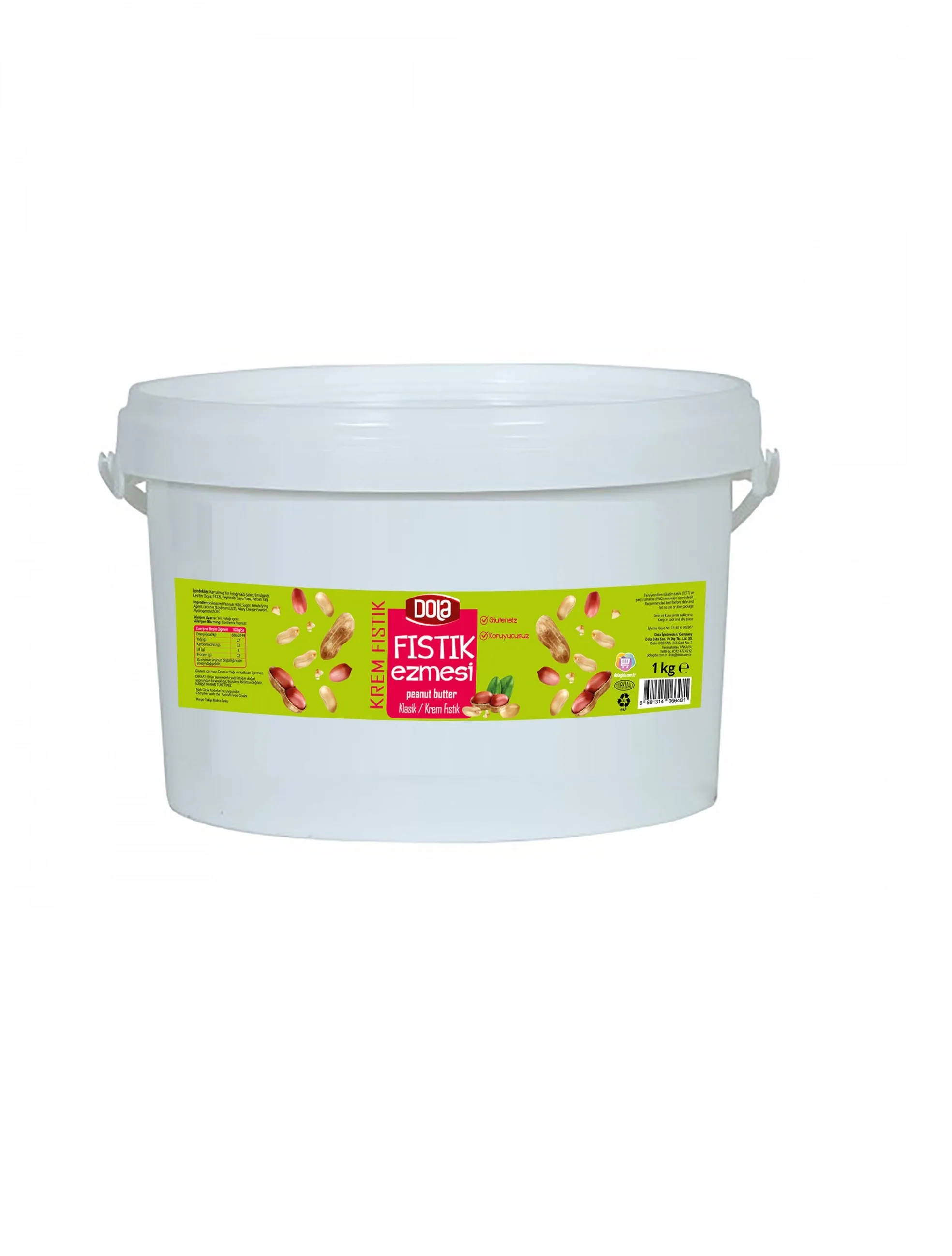 Dola Fıstık Ezmesi 1 Kg Klasik, Glutensiz ''Kv''