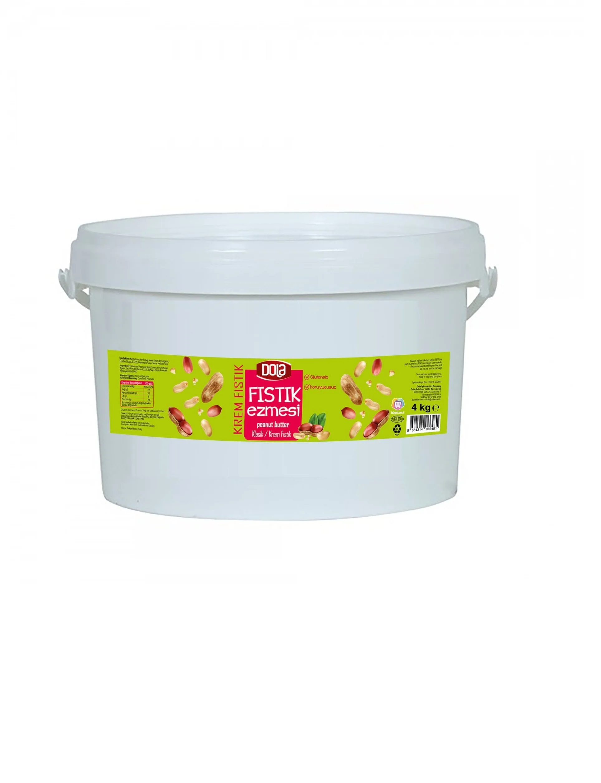 Dola Fıstık Ezmesi Klasik 4 Kg Glutensiz ''Kv''