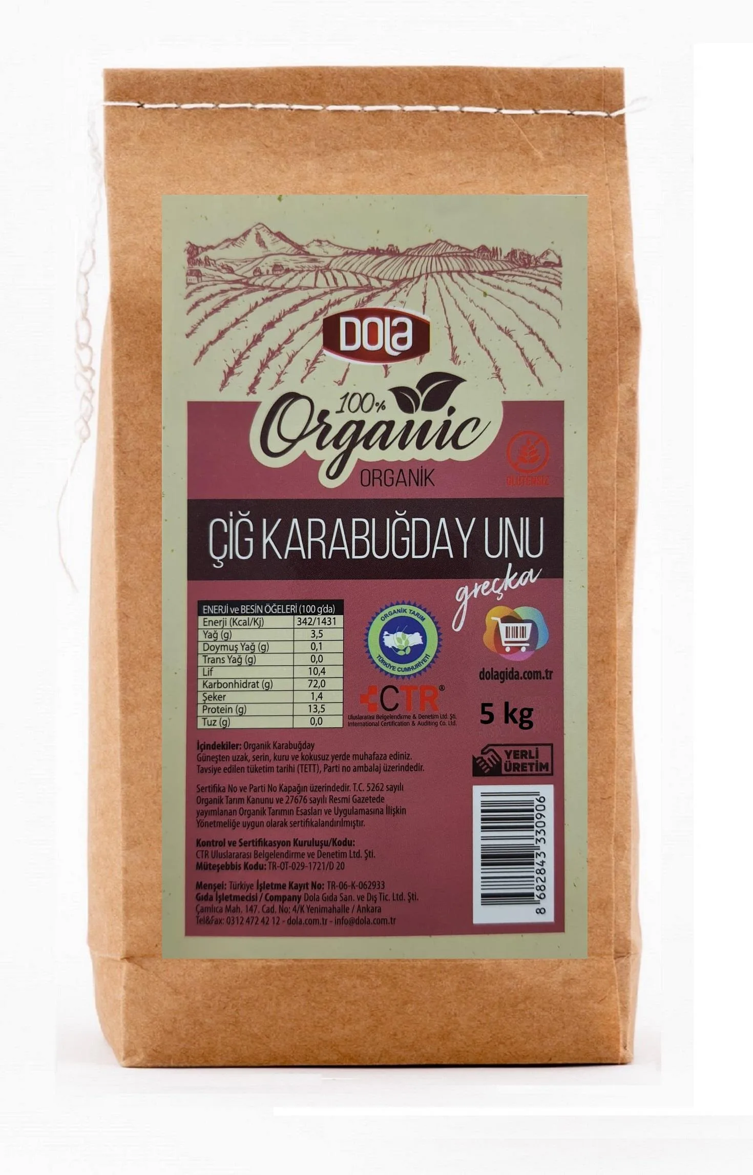 Dola Organik Çiğ Karabuğday Unu 5 kg